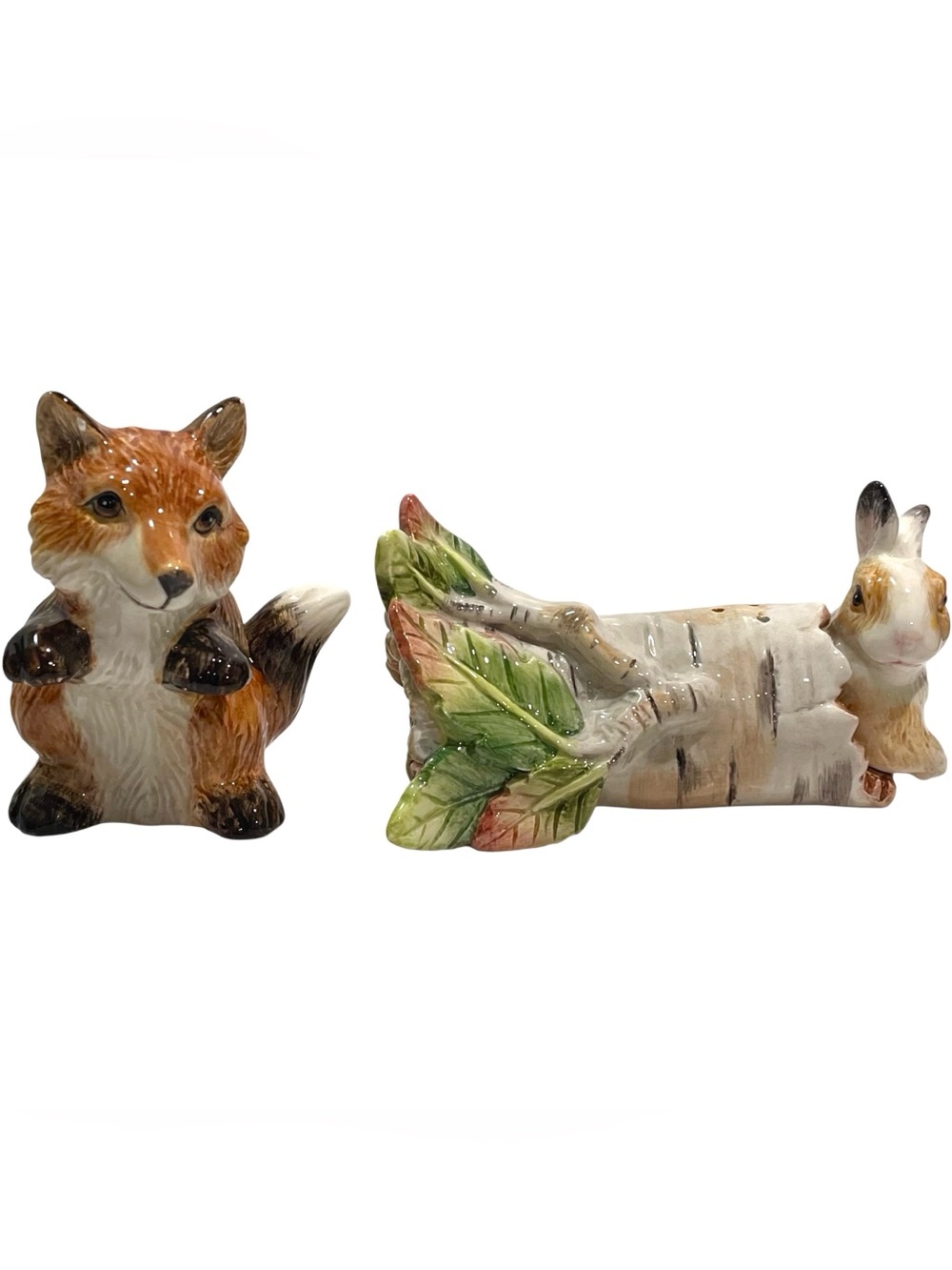 Vintage 1980s Fitz and Floyd Fox and Rabbit High Sierra Salt and Pepper Shakers - Picture 3 of 11
